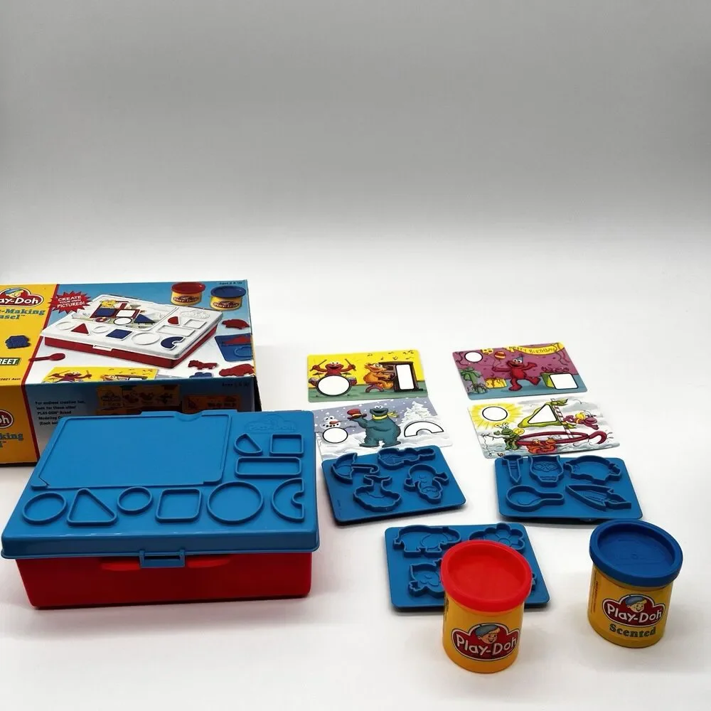 Vtg Play Doh Sesame Street Shape Making Flip Top Desk 1998 Very Good
